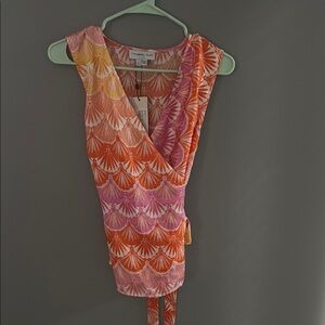 Colorful Sleeveless Wrap Top